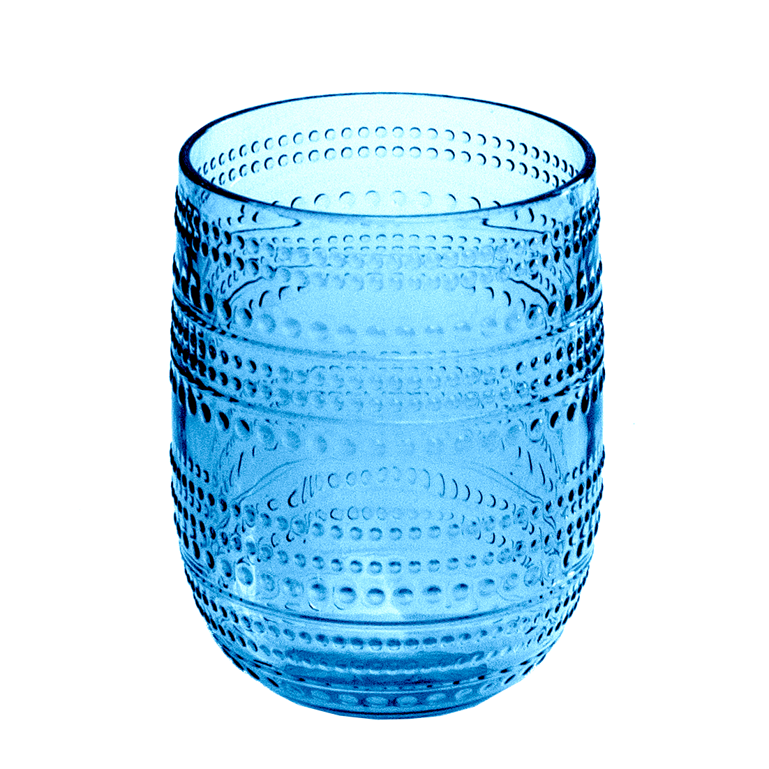 Cobalt blauw waterglas uit kunststof Beaded van Abode.