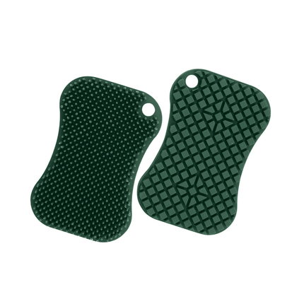 Schuurspons uit silicone aan twee zijden getoond groen
