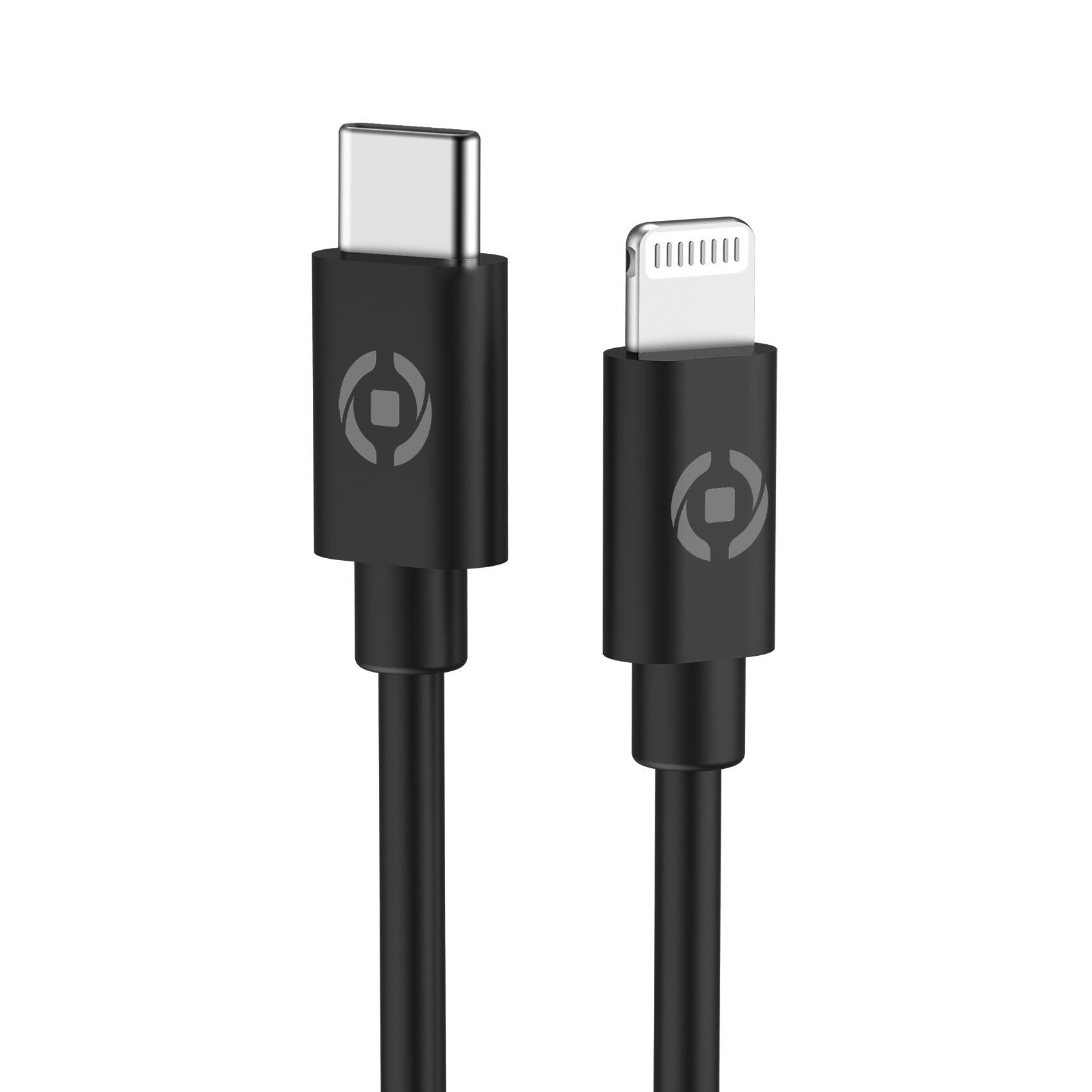 Usb-c en usb-a kabel zwart met het logo van Celly