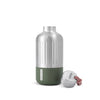 Stainless steel drinkfles van Black & Blum met Olive Green onderkant en open dop met rood-wit draagtouw