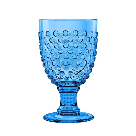 Wijnglas uit kunststof in cobalt blauw Hobnail van Abode.