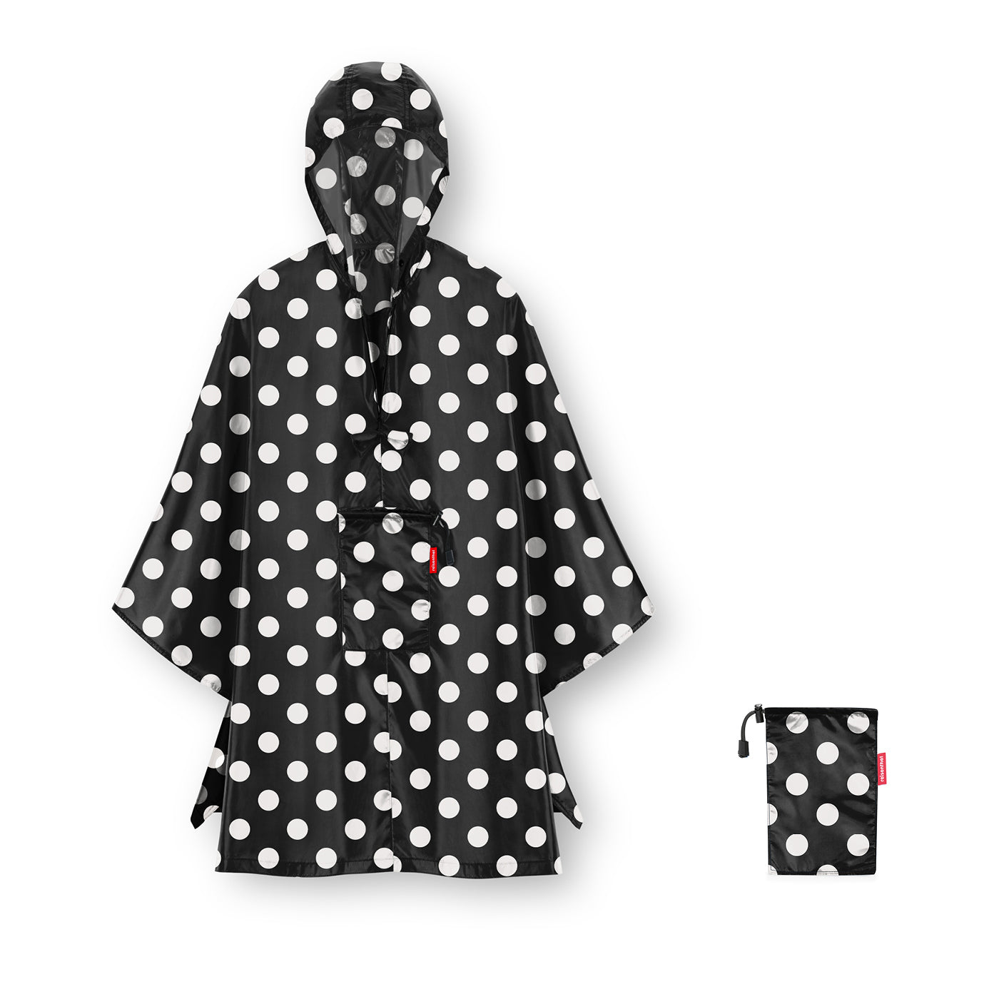 mini maxi poncho dots white opengevouwen naast opbergzakje 