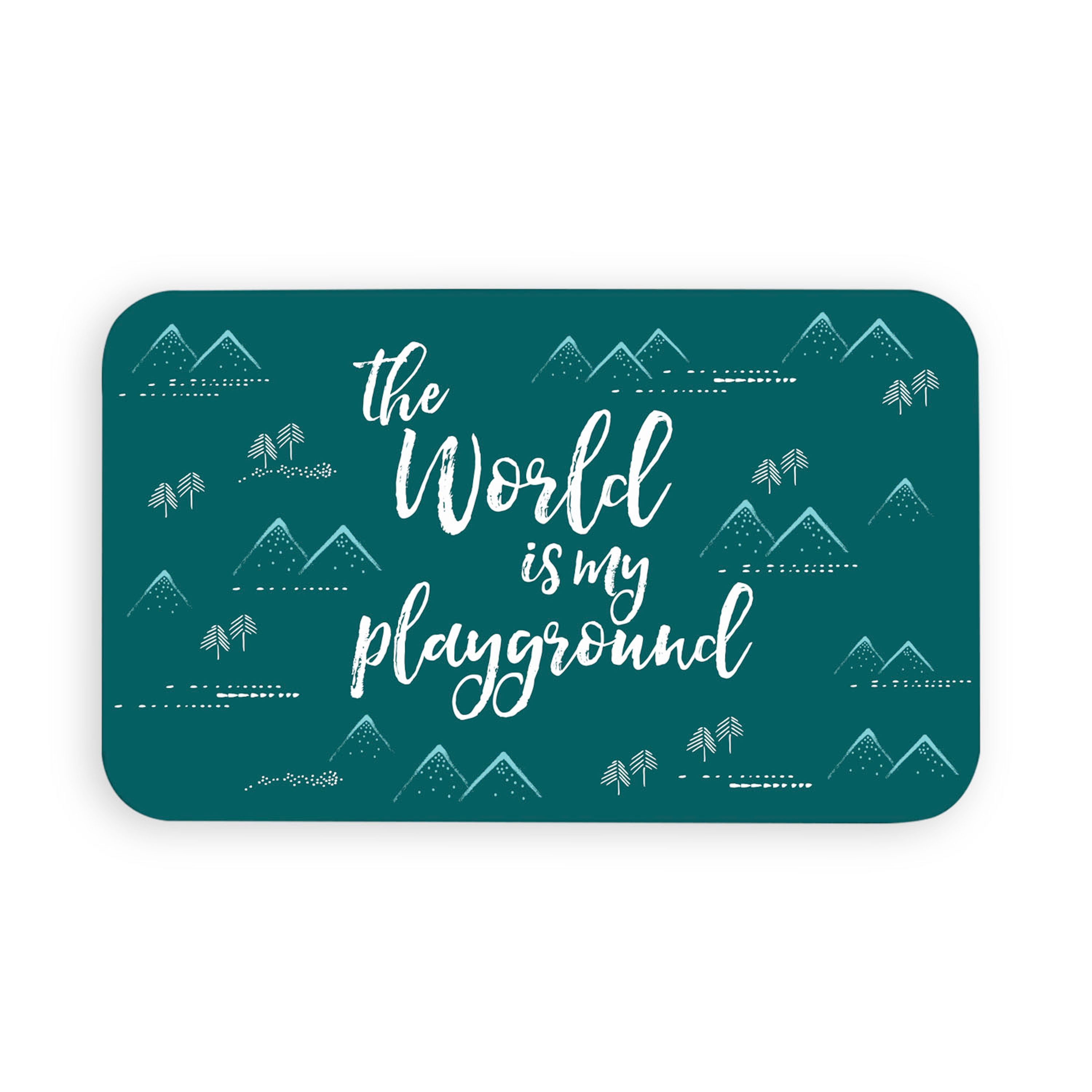 Placemat voor voederbakken hond of kat in donkergroen motief The World Is My Playground van Abode.